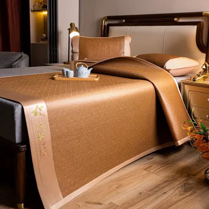 Tapis de lit en rotin glacé, coussin d'été en fibres végétales naturelles pour lit, rafraîchissant,