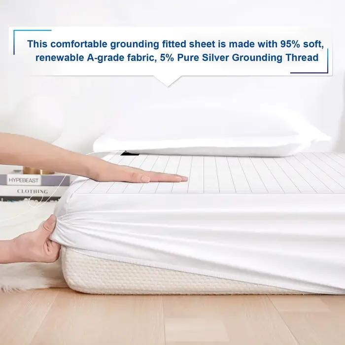 MAXSHARER Drap-housse de mise à la terre Coton biologique avec fibre d'argent conductrice Drap-houss