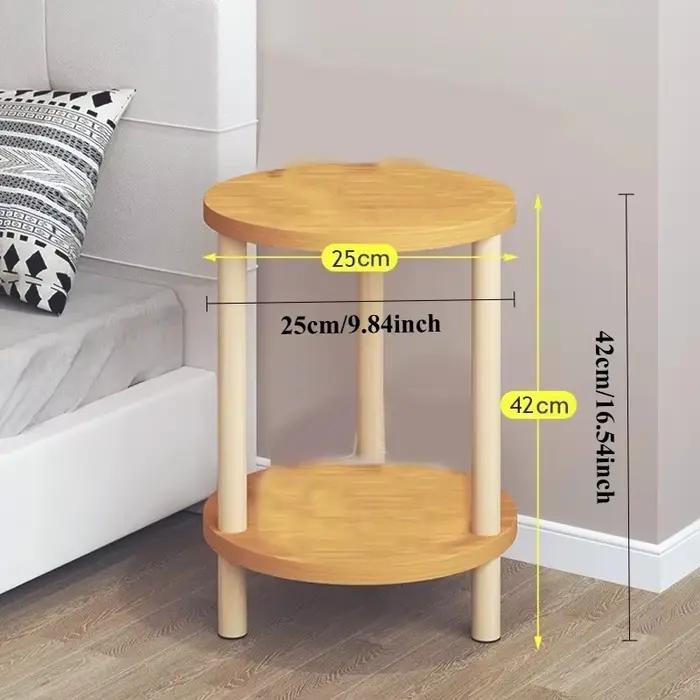 Table de chevet ronde et carrée moderne en bois, Double couche, pour la maison, le bureau, la chambr