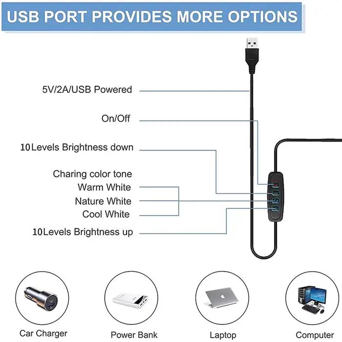 NOUVEAU 2026 Lampe de bureau LED à 3 modes de luminosité réglable avec pince, 10 niveaux de luminosi