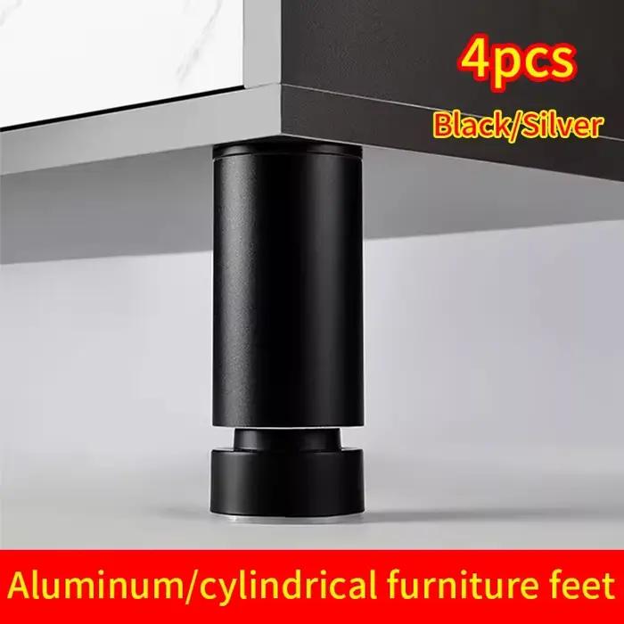 Pied de Meuble Réglable en Aluminium Noir, Support de Meuble TV, Table Basse, Canapé, Colonne de Dia