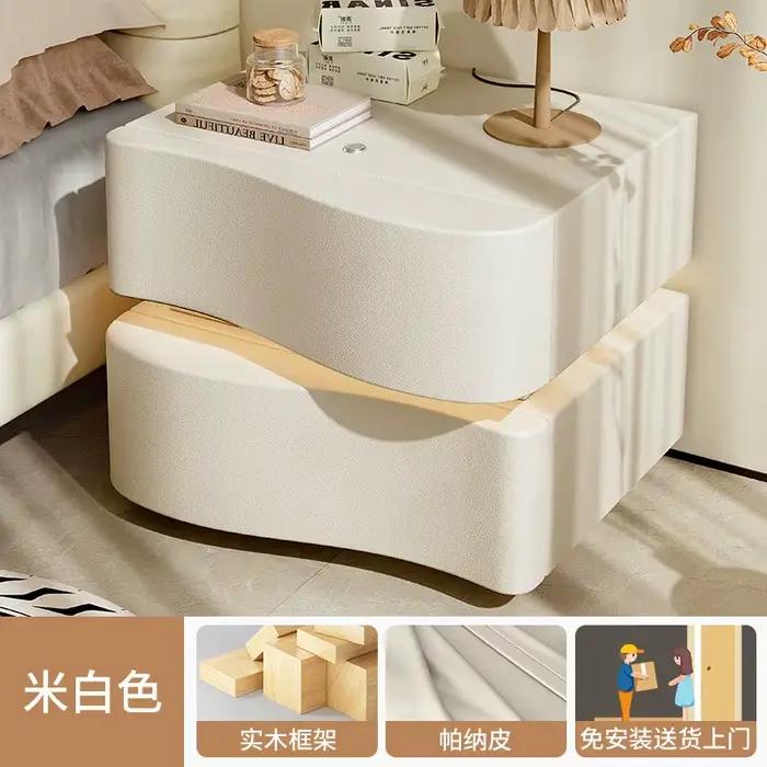 Table de chevet en bois naturel, organisateur mignon pour chambre à coucher, table de chevet blanche