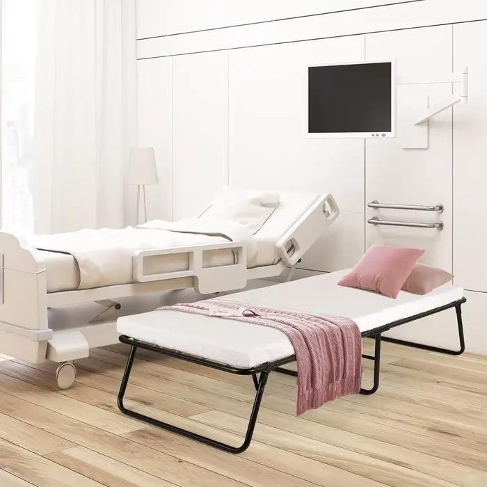 Lit pliant pliant avec matelas en mousse à mémoire de forme, cadre métallique, lit d'invité, 75 po x