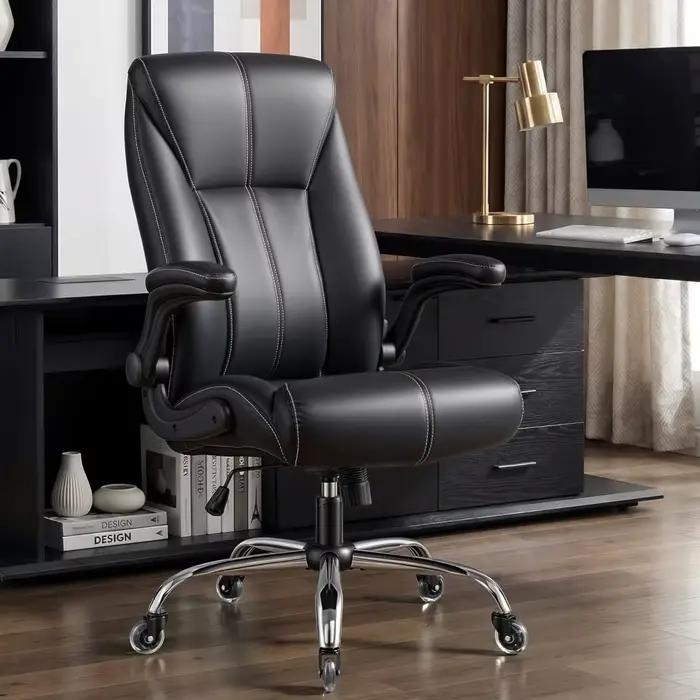 Chaise de bureau grande et haute pour personnes corpulentes, chaise de bureau exécutive en cuir PU à
