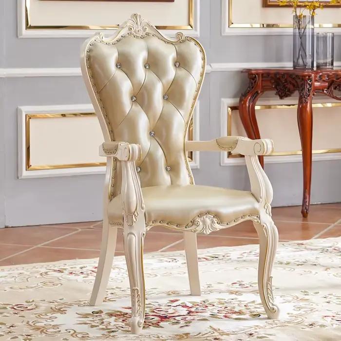 Chaise de salle à manger européenne en bois massif, trône paresseux de princesse, chaise longue de l
