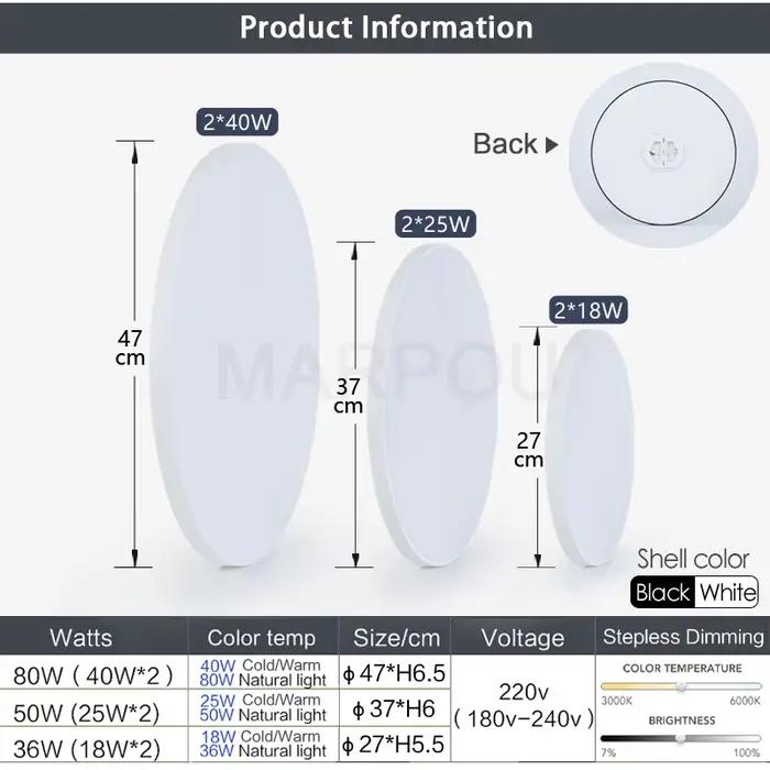 MARPOU plafonnier intelligent lampe à LED pour chambre plafonniers avec télécommande lumières LED à