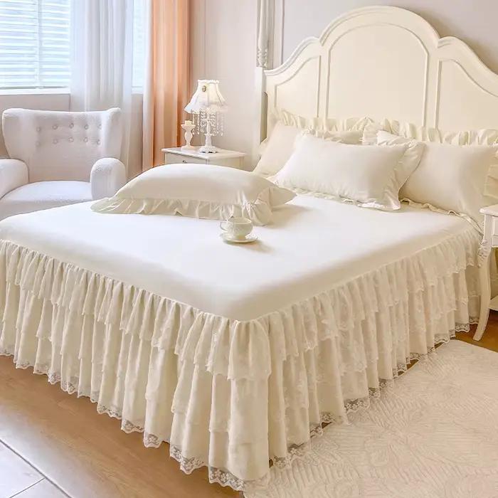 Maison exquise européenne dentelle douce respirant couvre-lit couvre-lit Type de jupe de lit