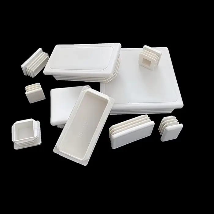 Embout d'obturation en plastique blanc, Inserts de tuyaux rectangulaires, bouchon étanche, pieds de