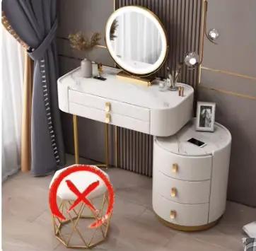 Coiffeuse de rangement de maquillage pour filles, miroir de luxe pour chambre à coucher, Design à la