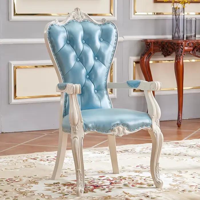 Chaise de salle à manger européenne en bois massif, trône paresseux de princesse, chaise longue de l