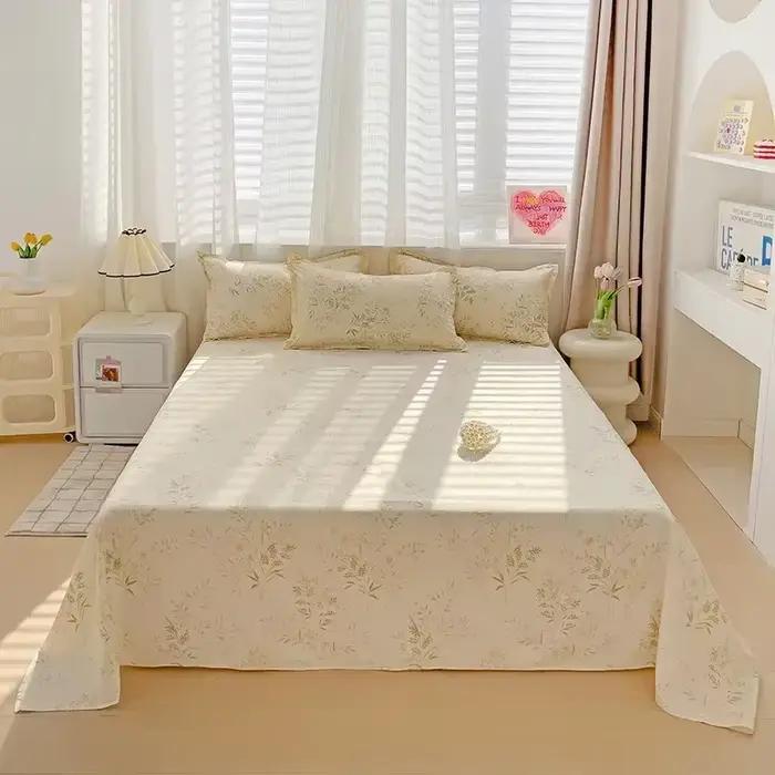 Drap de lit en coton lavé imprimé motif floral, série Double Top, pour filles, garçons, enfants, tai
