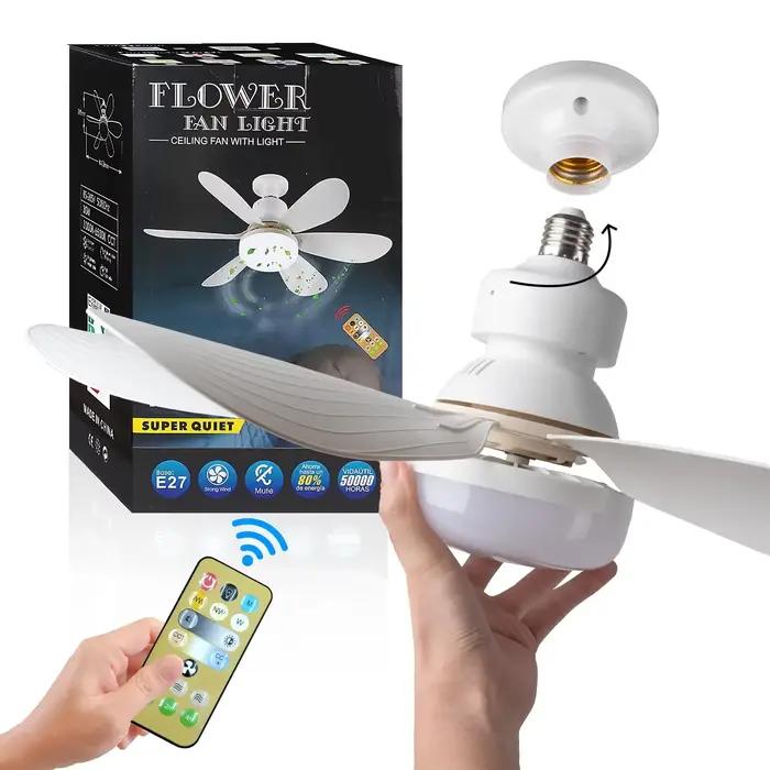 Ventilateur de plafond LED 40W E27 avec télécommande pour gradation, adapté au salon, au bureau, à u