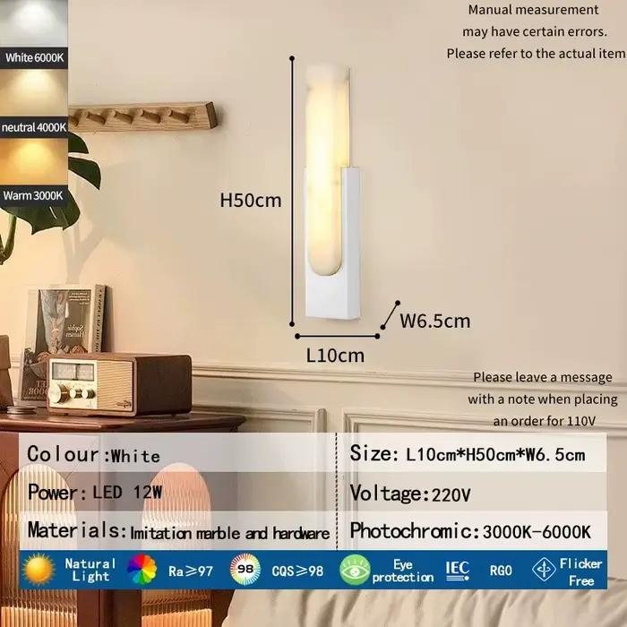 Applique murale LED en marbre doré de luxe, style nordique, pour chevet, salon, chambre, couloir, hô