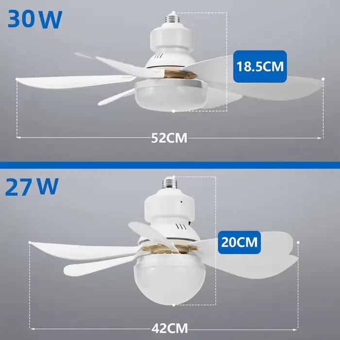 Ventilateur de plafond LED 40W E27 avec télécommande pour gradation, adapté au salon, au bureau, à u