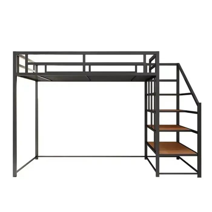 Lits superposés en métal avec escaliers pour adultes, dortoir, lit Queen Size, bonne qualité, loft,