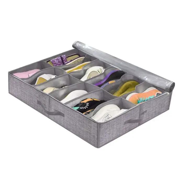 Boîte de rangement de chaussures pour sous le lit, adaptée à 12 paires, placard pliable sous le lit,