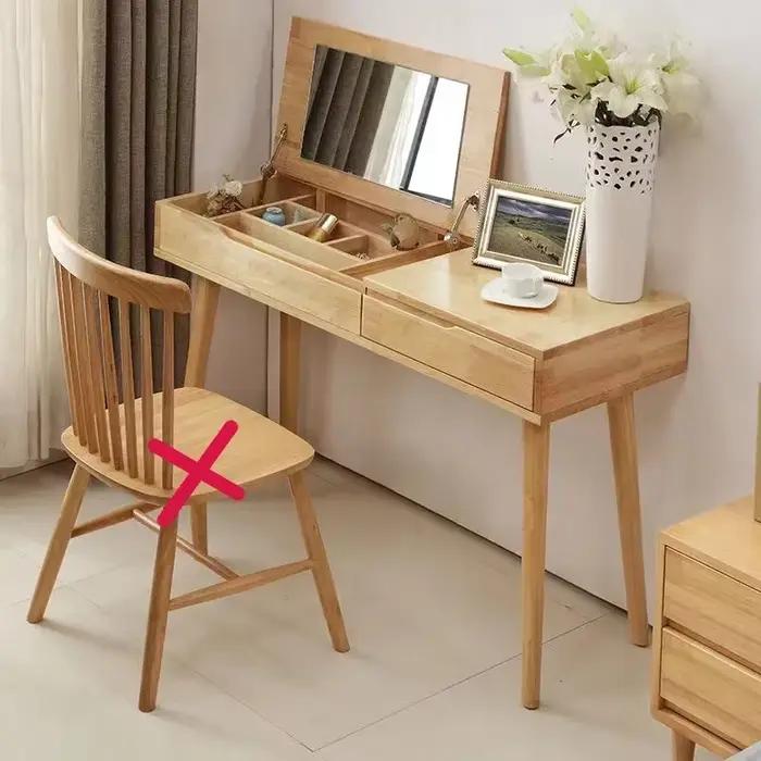Commode de maquillage en bois massif avec miroir, bureau multifonctionnel simple, rangement, mobilie