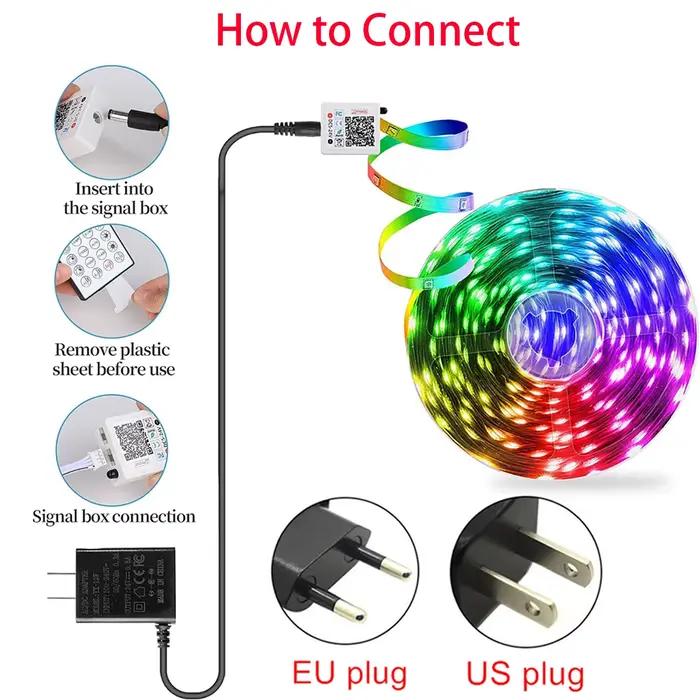 Bande Lumineuse LED RGB Flexible pour Décoration de Chambre à Coucher, Rétro-Éclairage TV, Ruban de