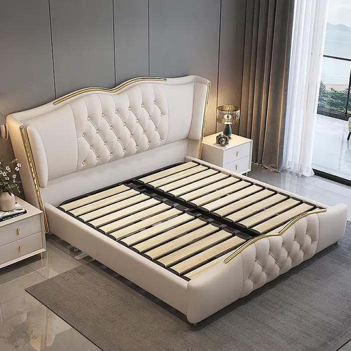 Cadre de lit minimaliste rembourré élégant, tête de lit moderne, Queen, King Size, chambre confortab