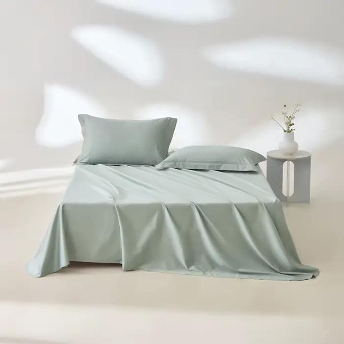 Drap plat en coton égyptien 100% biologique, couleur unie, 800 fils, draps de lit, linge de lit, tai