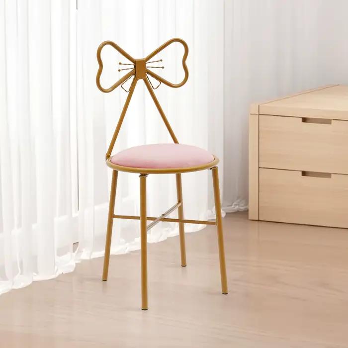 Chaise de vanité moderne avec nœud papillon, tabouret de vanité, coussin en velours, chaise de maqui