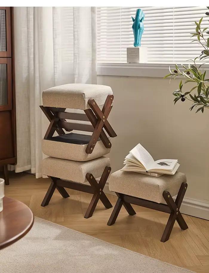 Repose-pieds en bois massif, banc à chaussures doux pour la maison, tabouret de porte, petit banc de