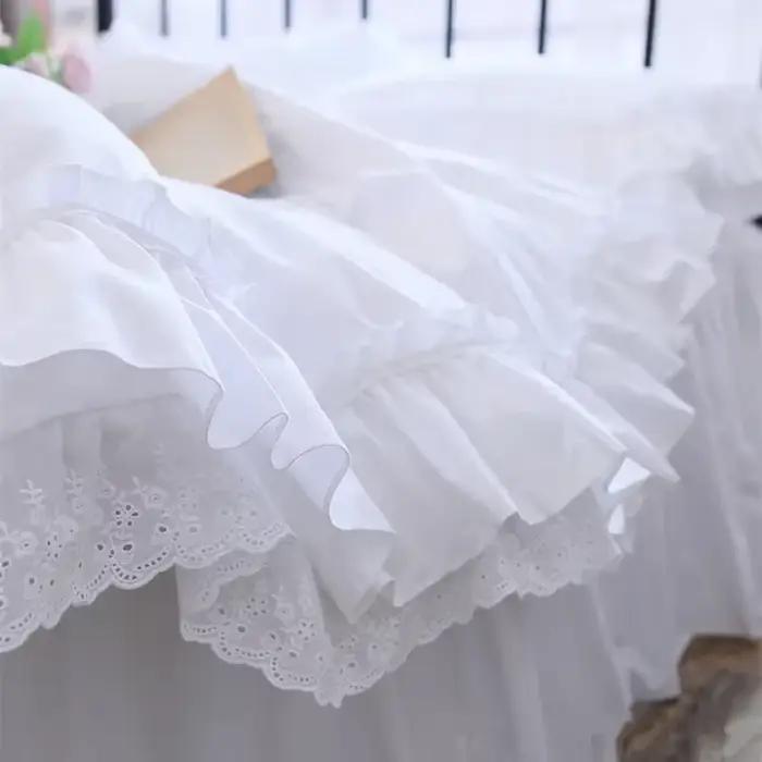 Housse de couette romantique en dentelle à volants, taille Queen, unie, pour la maison, housse de co