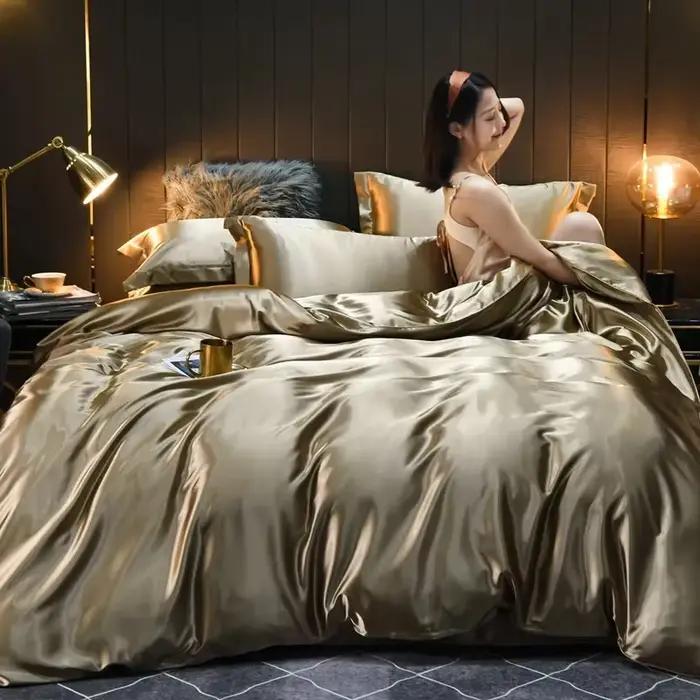 Parure de lit 100% soie Pure, drap de lit doux de luxe avec edredons, taies d'oreiller, housse de li