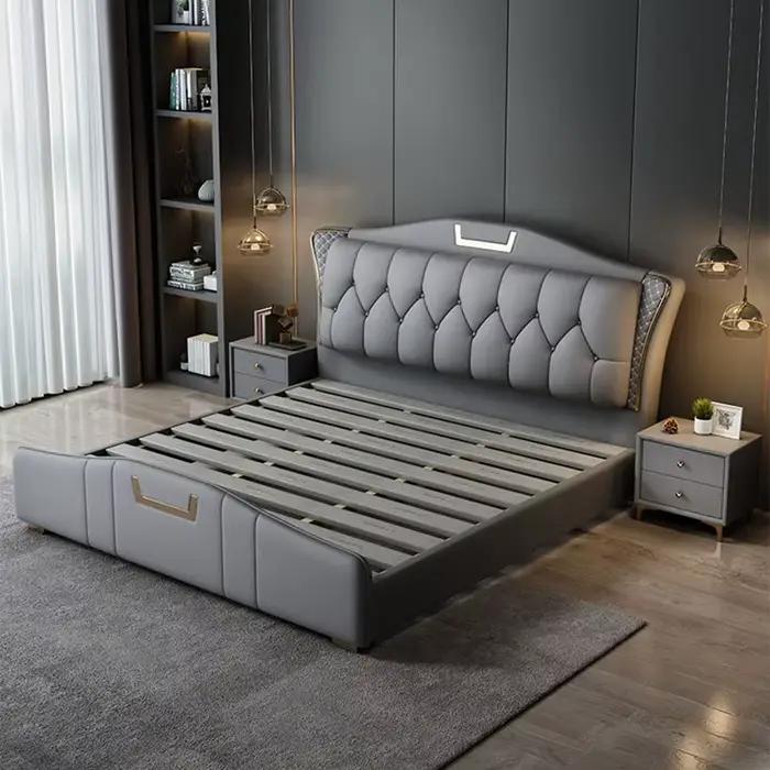 Lits Queen Size de Luxe, Cadres de Lit Minimalistes Uniques, Tables de Chevet, Camas De Dormitorio,