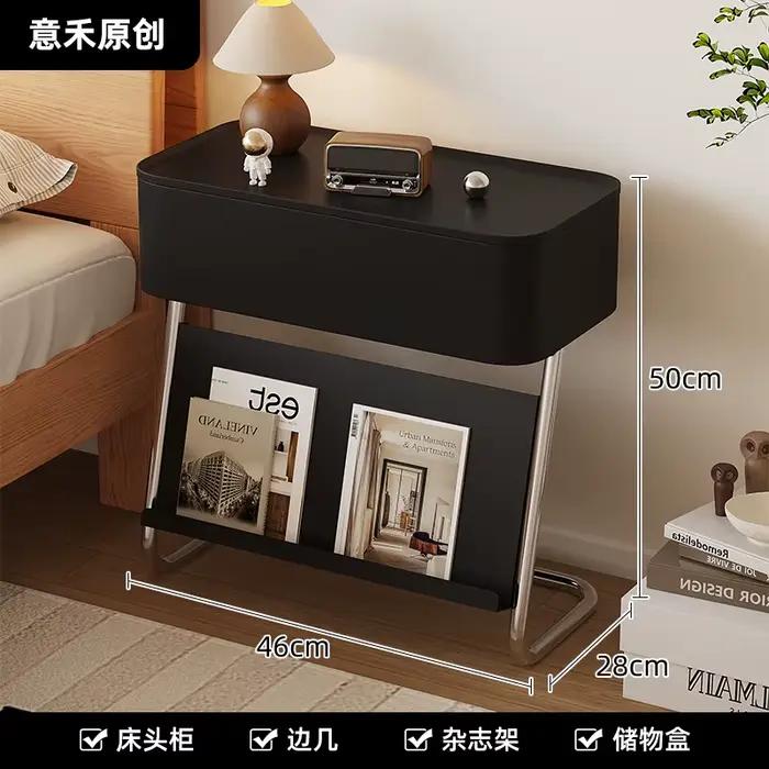 Table de chevet moderne en acier inoxydable avec roulettes, Table d'appoint Portable multifonctionne