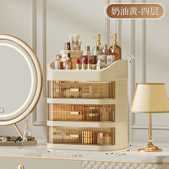 Boîte de rangement pour cosmétiques avec tiroirs, armoire de rangement pour coiffeuse en plastique,