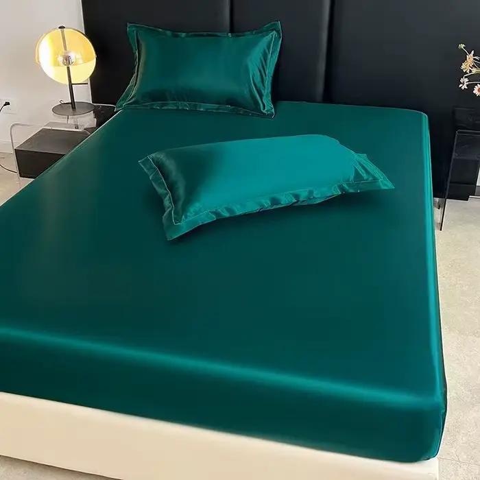 Drap-housse élastique en Satin, housse de matelas solide pour Couple simple, Double, King, Queen, dr