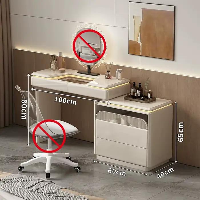 Coiffeuse de luxe en bois avec miroir et tabouret, meuble de chambre à coucher pour hôtel