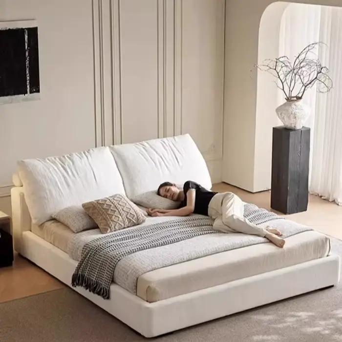 Lit blanc minimaliste maison plate-forme tête de lit lit de luxe boîte fantaisie cadre Letto Gonfiabile Matrimoniale meubles de chambre