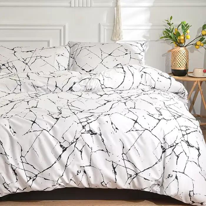 Parure de lit noire et blanche pour lit double