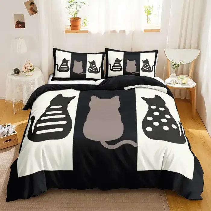 Ensemble de literie imprimé simple face chat mignon