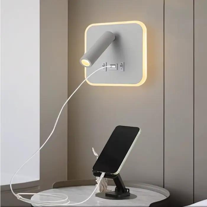 Lampe murale LED de chevet rotative avec interrupteur