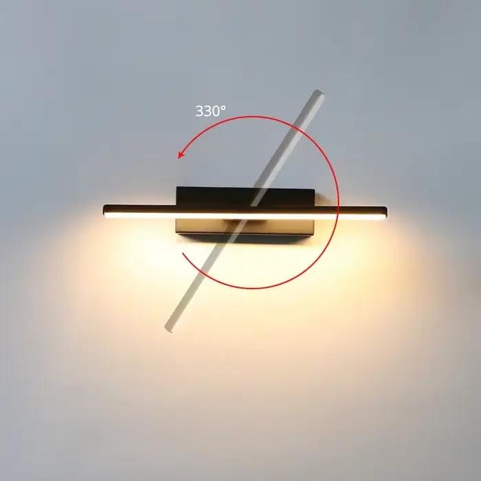 Applique murale de chevet de chambre à coucher 330 ° Angle de lumière réglable rotatif intérieur mur LED lampe Simple luminaire en aluminium AC90-160V