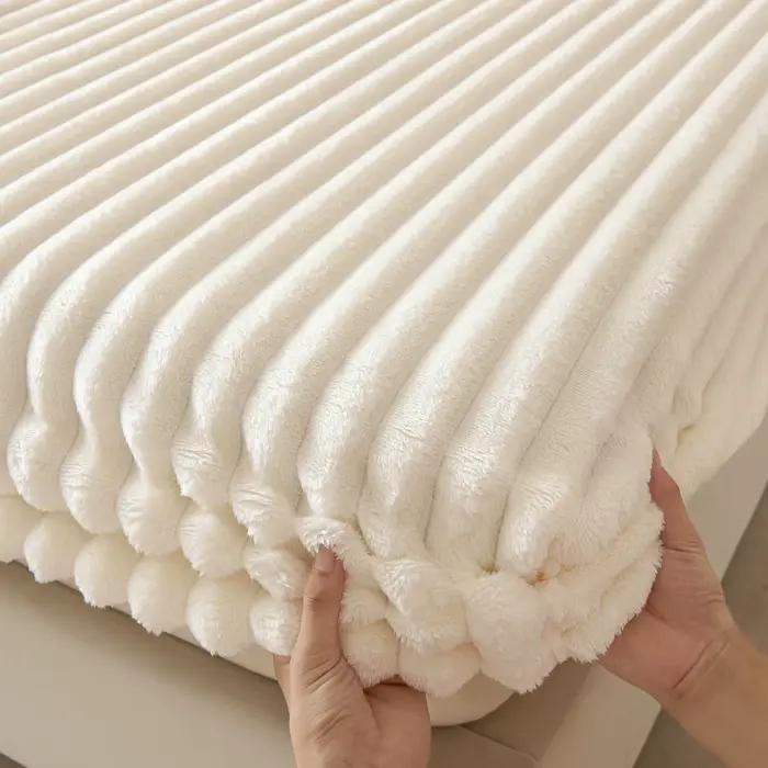 Housse de matelas épaisse en fausse fourrure de lapin