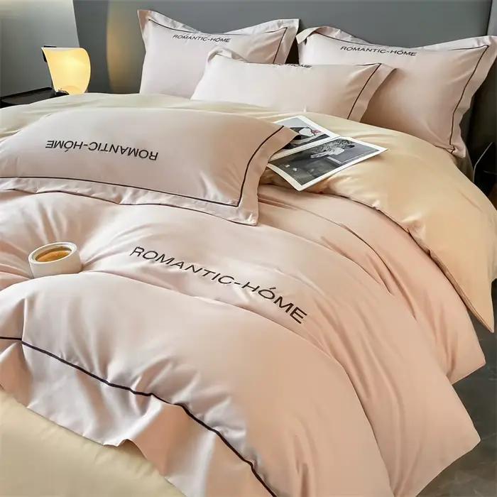 Ensemble de literie en coton avec housse de drap de lit et taie d'oreiller