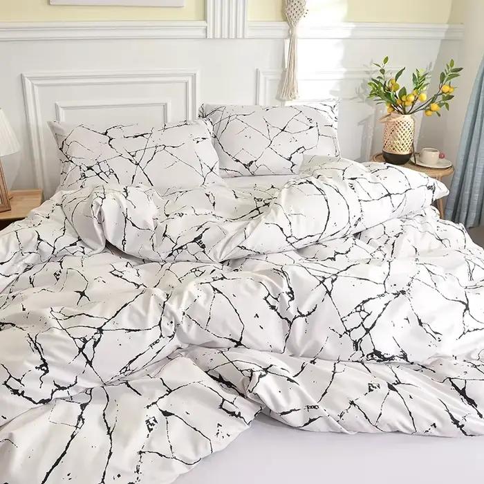 Parure de lit noire et blanche pour lit double