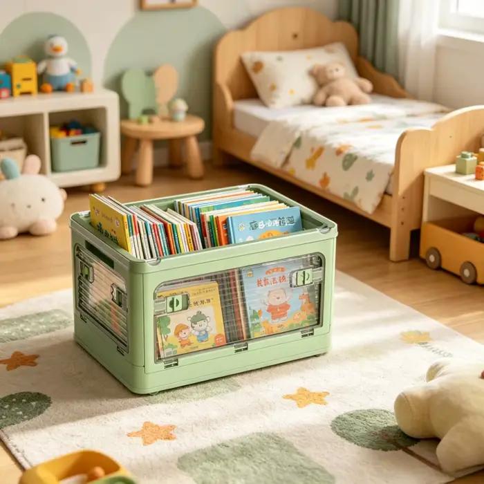 Boîte de rangement pliable avec roulettes