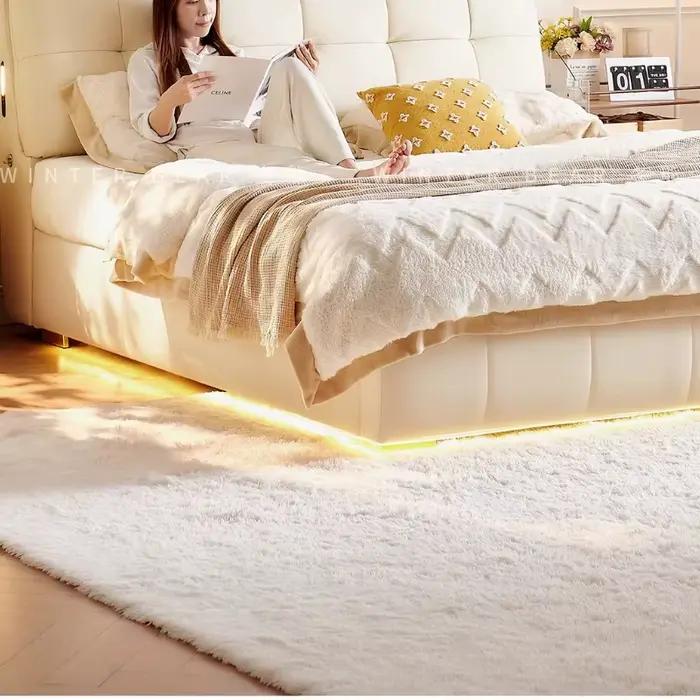 Lit De rangement Double multifonction moderne en cuir lit De luxe blanc minimaliste Camas De Matrimonio dortoir meubles De maison