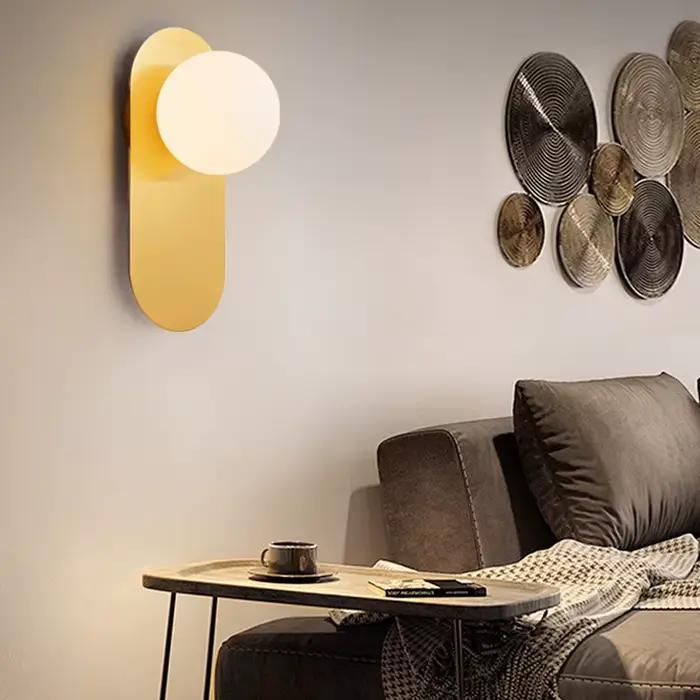 Lampes murales LED boule de verre d'intérieur de chevet avec ampoule pour chambre salon appliques