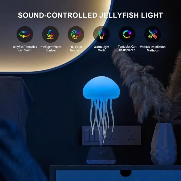 Petite lampe de chevet, lampe méduse, lampe d'ambiance colorée, veilleuse rechargeable pour chambre à coucher et salon