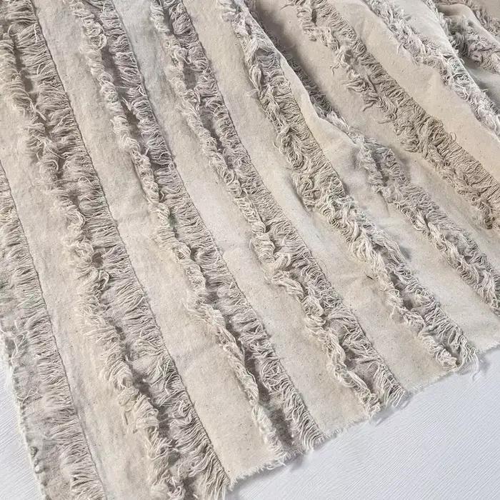 Tissu jacquard en coton et lin lavé à la main