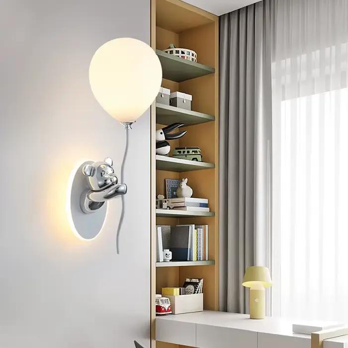 Lampes murales ours ballon rose lampe de chambre d'enfant mignonne moderne chaude