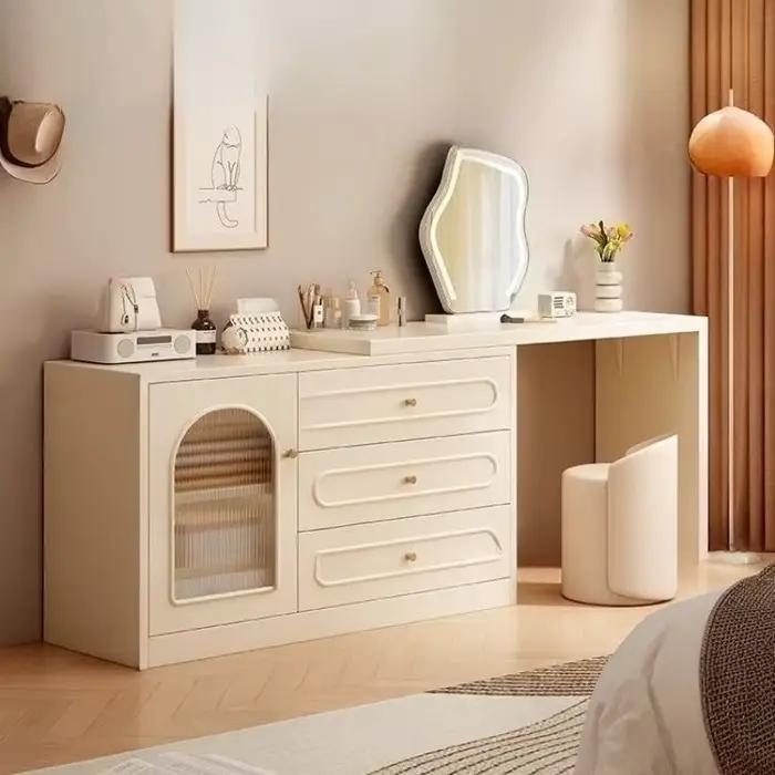 Miroir jaune coiffeuse industrielle filles moderne chambre