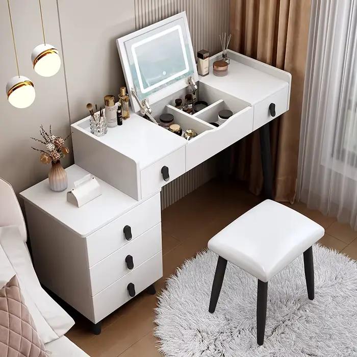 Nouveau Style rabattable Coiffeuse Chambre petite unité de luxe miroir caché