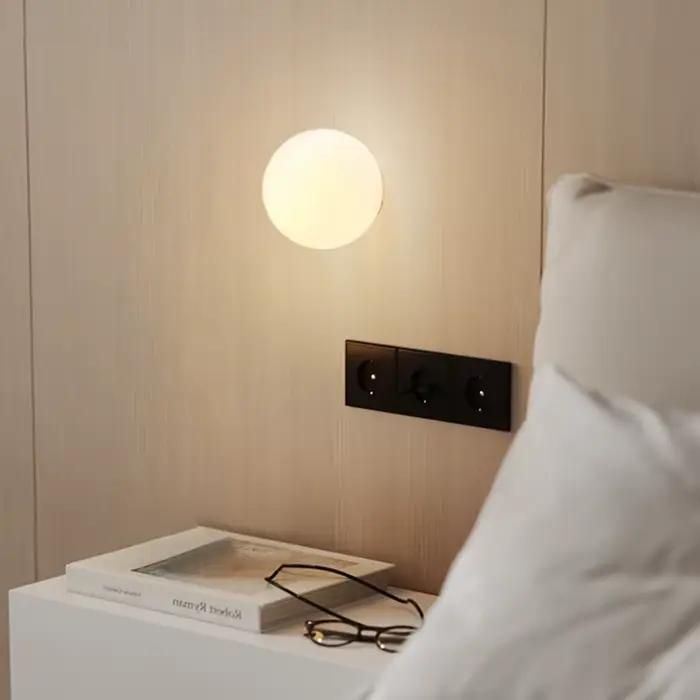 Lampe boule de verre moderne chambre chevet appliques 110V 220V applique murale ronde